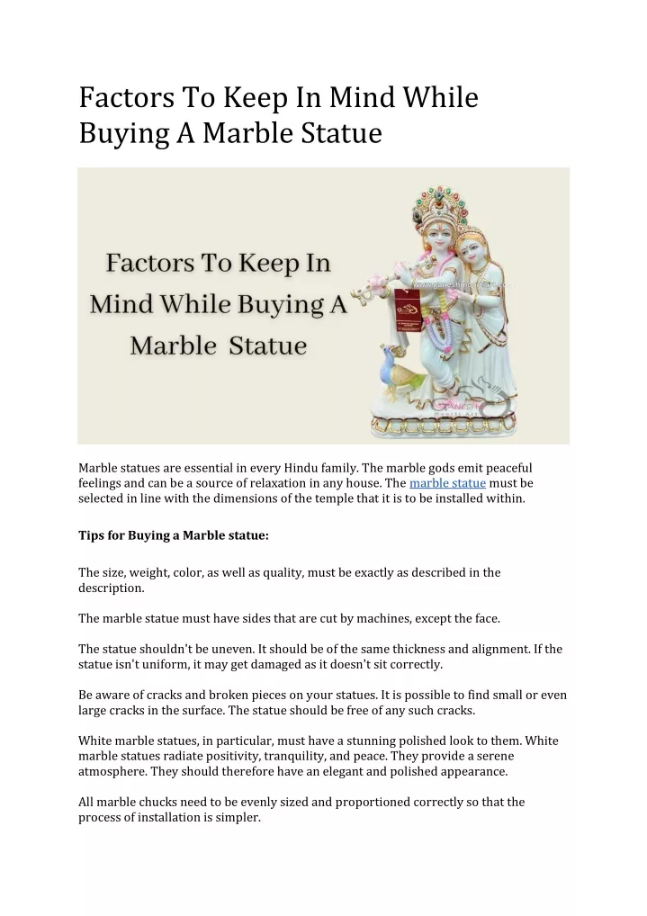 factors to keep in mind while buying a marble