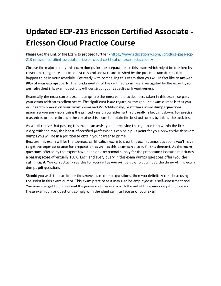 updated ecp 213 ericsson certified associate