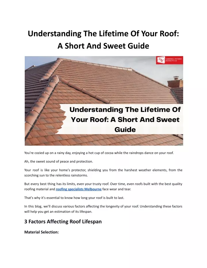 understanding the lifetime of your roof a short