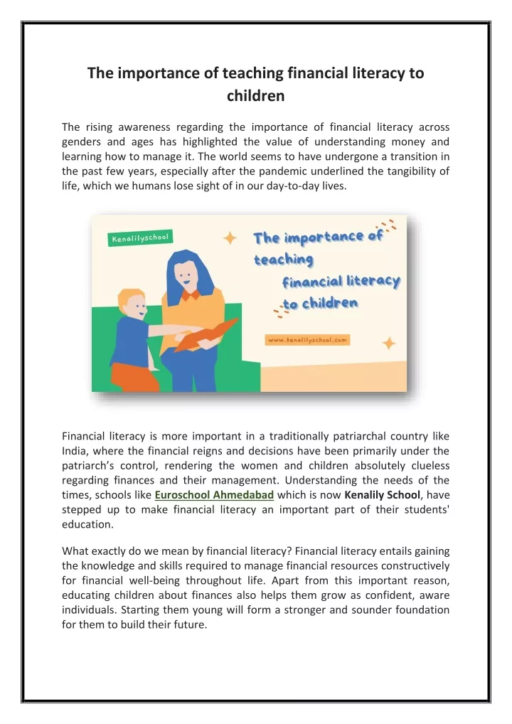 the importance of teaching financial literacy