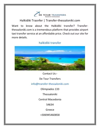 Halkidiki Trasnfer  Transfer-thessaloniki