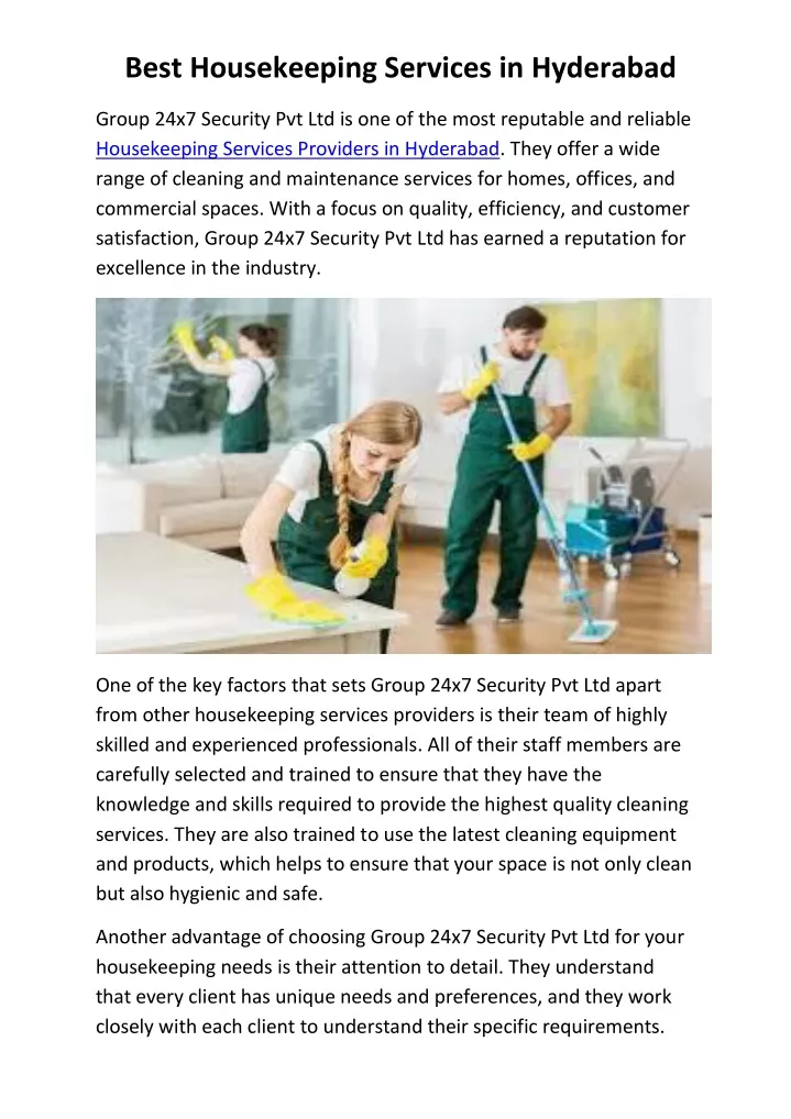 best housekeeping services in hyderabad