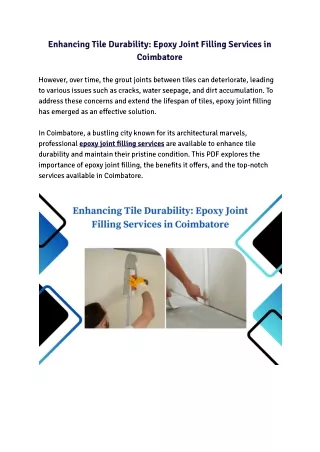 enhancing tile durability epoxy joint filling