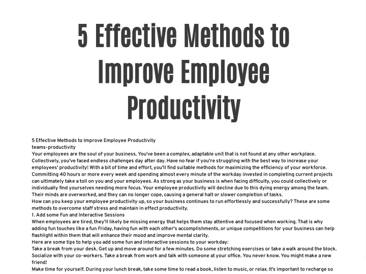 5 effective methods to improve employee