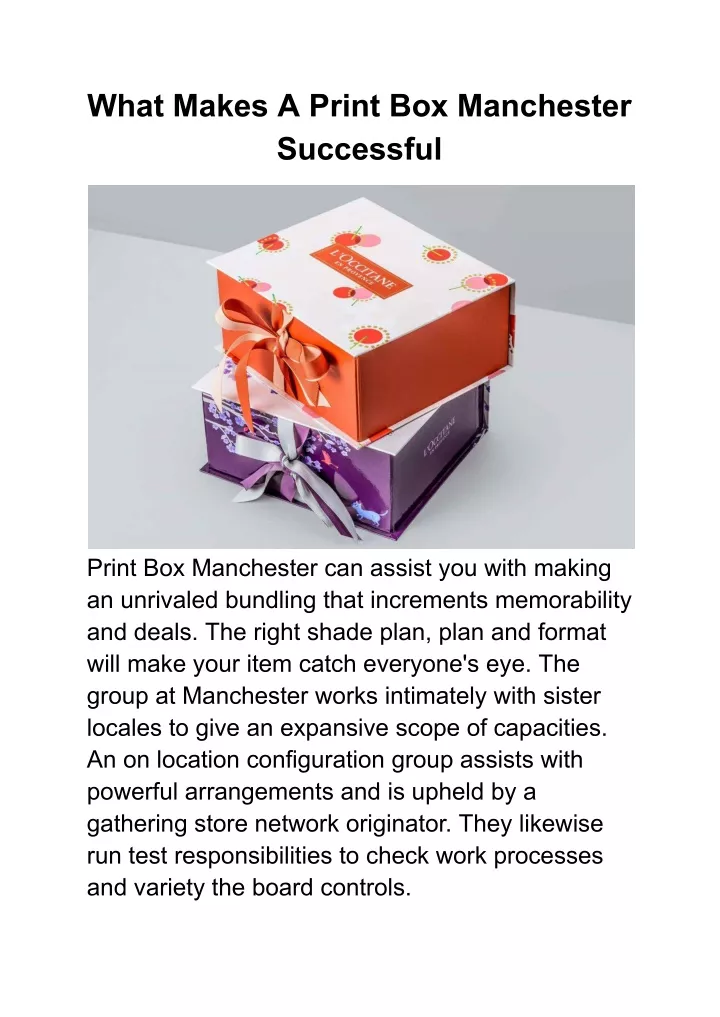 what makes a print box manchester successful
