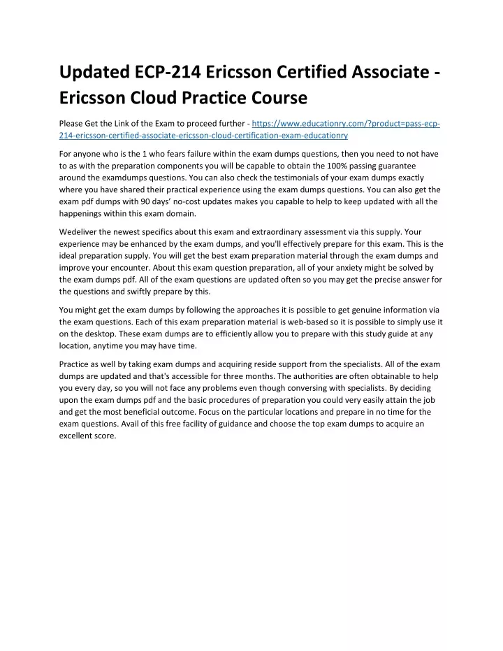 updated ecp 214 ericsson certified associate