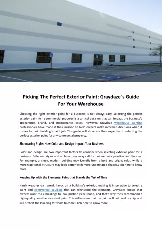 Picking The Perfect Exterior Paint Graydaze's Guide For Your Warehouse