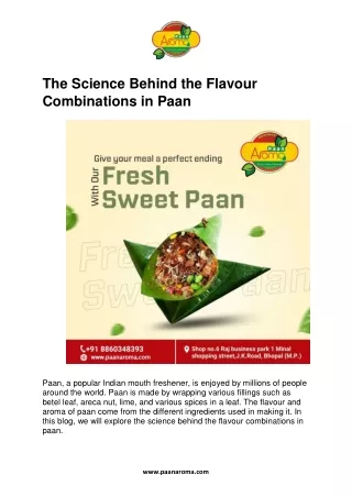 The Science Behind the Flavour Combinations in Paan