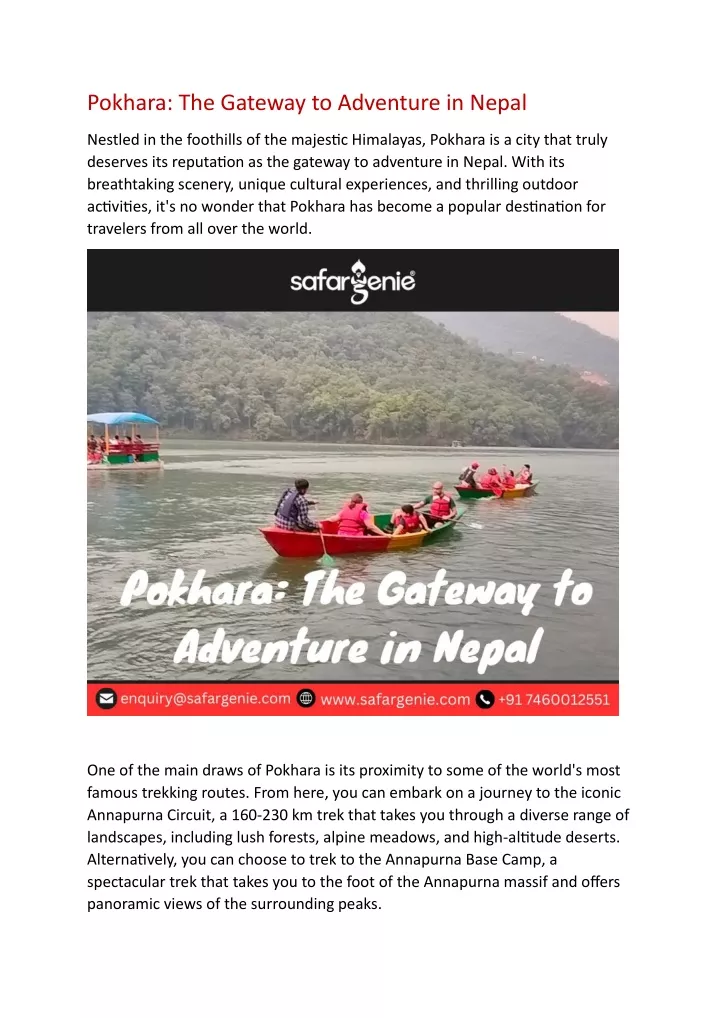 pokhara the gateway to adventure in nepal