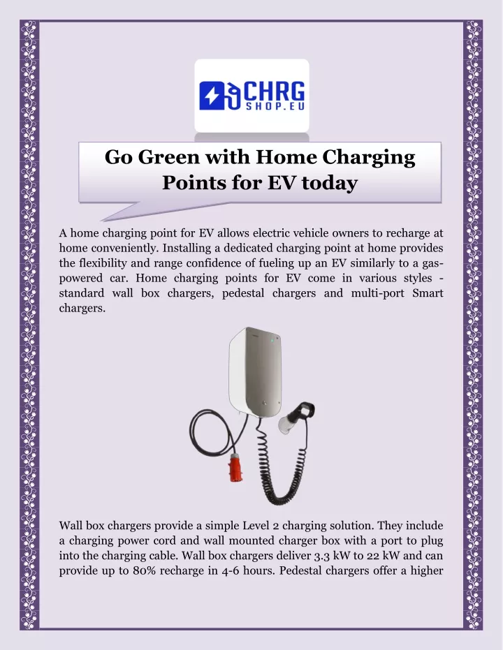 go green with home charging points for ev today