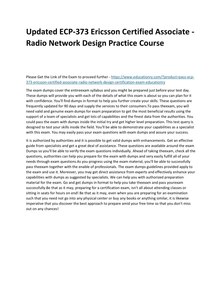 updated ecp 373 ericsson certified associate