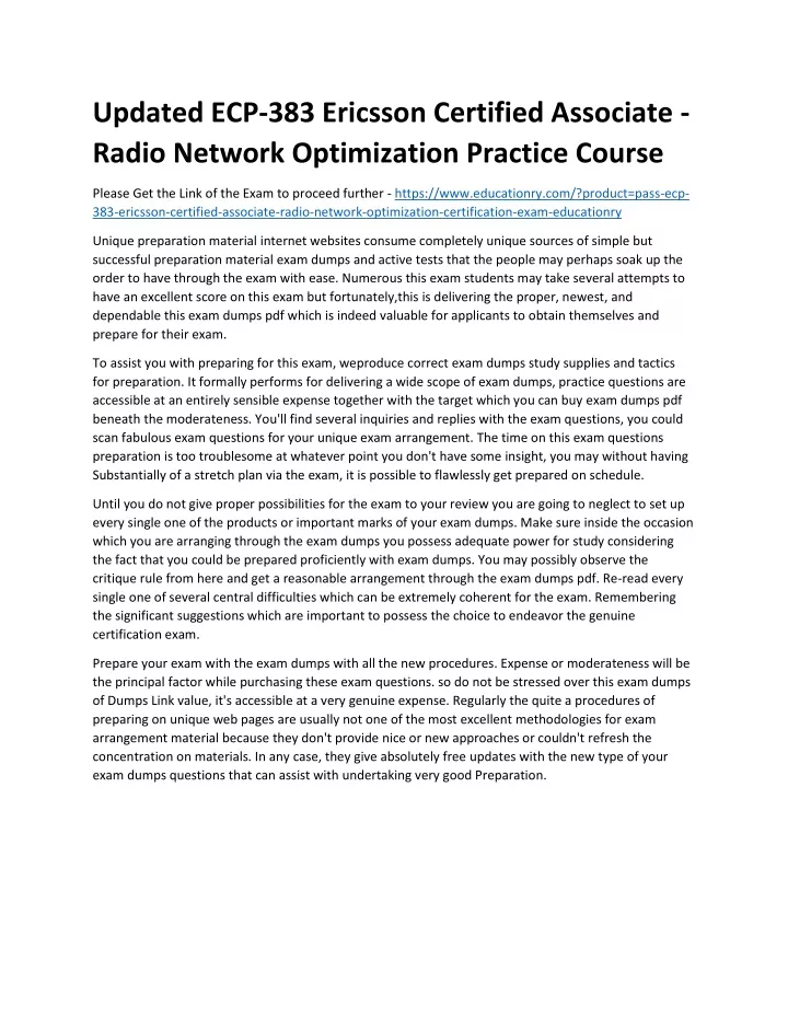 updated ecp 383 ericsson certified associate