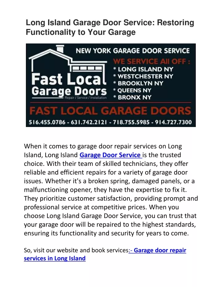 long island garage door service restoring