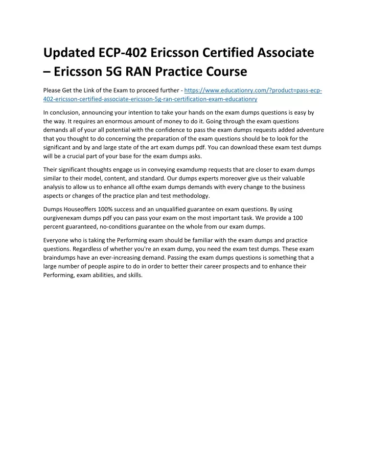updated ecp 402 ericsson certified associate