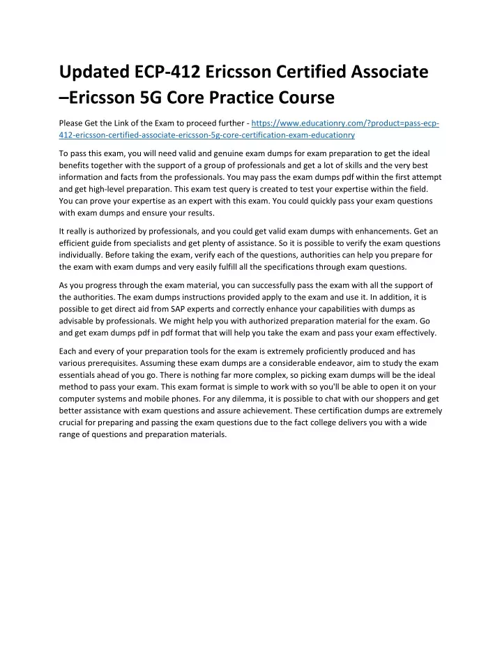 updated ecp 412 ericsson certified associate