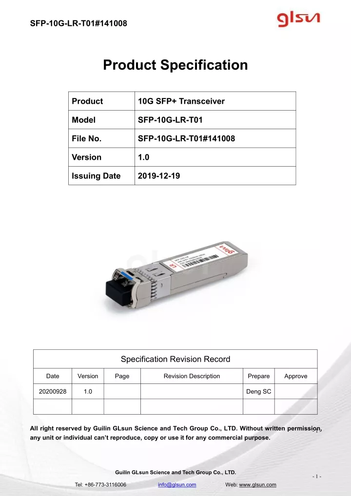 sfp 10g lr t01 141008