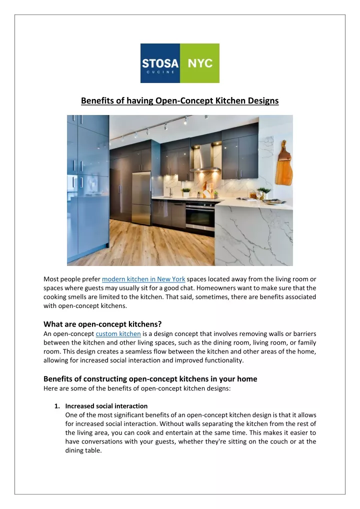 benefits of having open concept kitchen designs