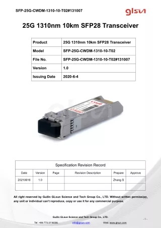 25G 1310nm 10km SFP28 Transceiver