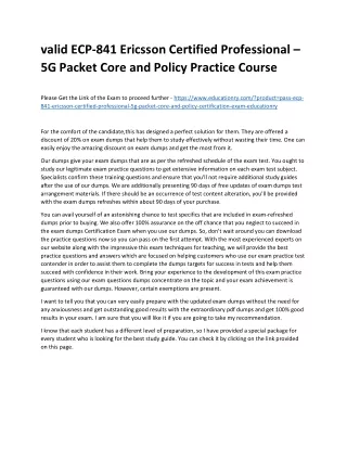 valid ecp 841 ericsson certified professional