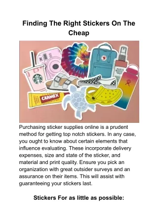 finding the right stickers on the cheap