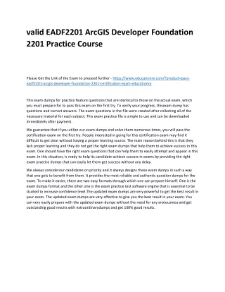 valid eadf2201 arcgis developer foundation 2201