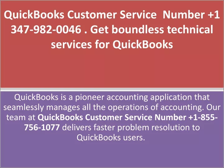 quickbooks customer service number 1 347 982 0046