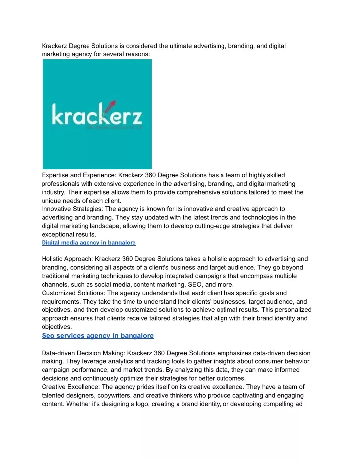 krackerz degree solutions is considered