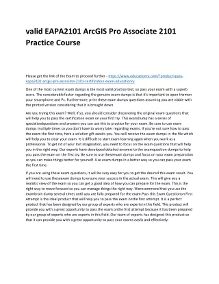valid eapa2101 arcgis pro associate 2101 practice