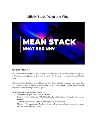MEAN Stack: What and Why