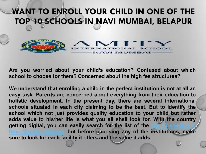 want to enroll your child in one of the top 10 schools in navi mumbai belapur