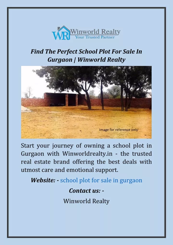 find the perfect school plot for sale in gurgaon