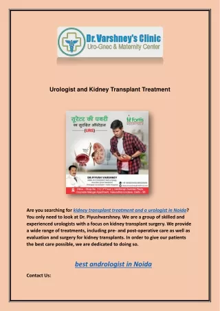 urologist and Kidney Transplant Treatment in Noida