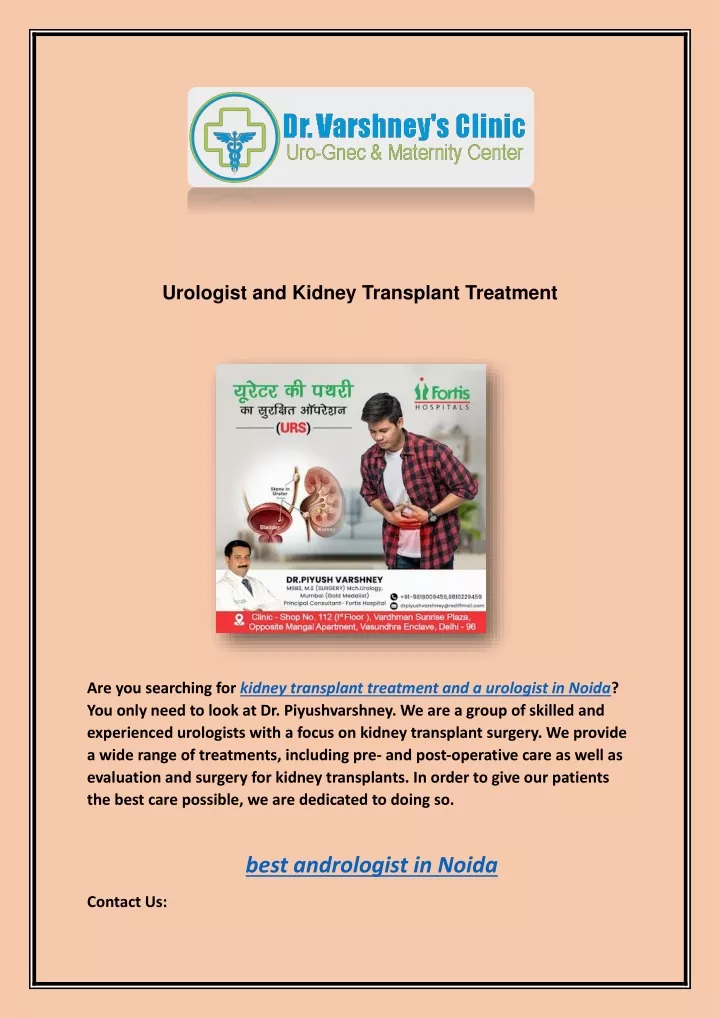 urologist and kidney transplant treatment