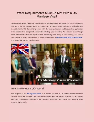 What Requirements Must Be Met With a UK Marriage Visa?