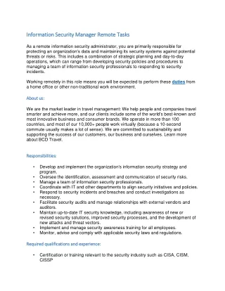 information security manager remote t information