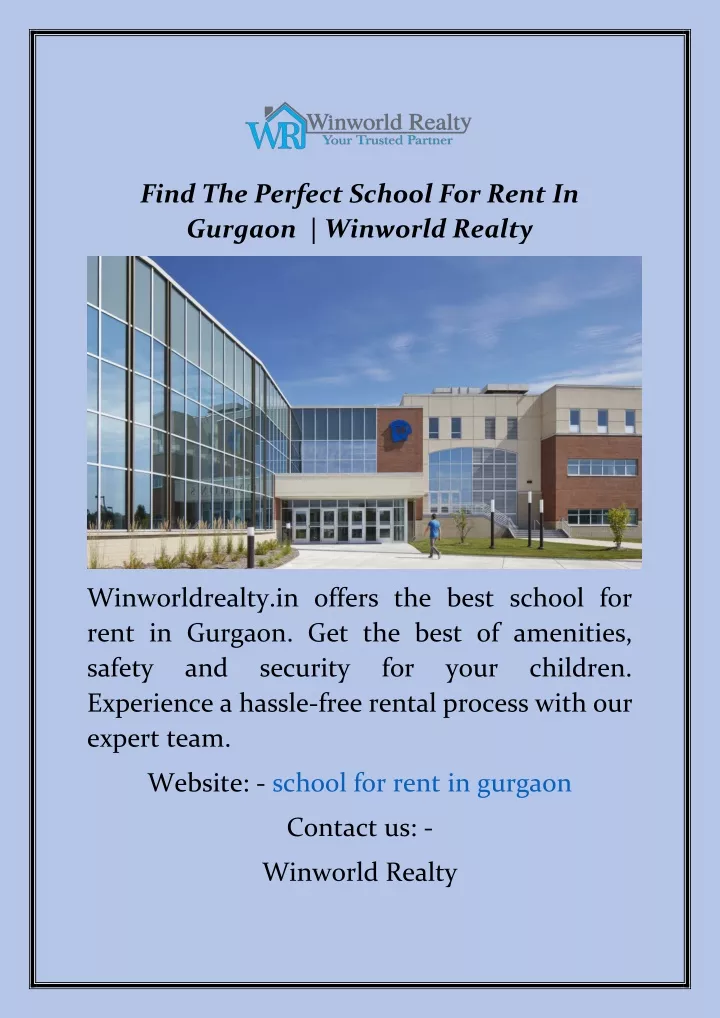 find the perfect school for rent in gurgaon