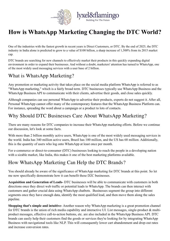 how is whatsapp marketing changing the dtc world