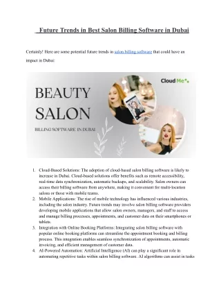 Future Trends in Salon Billing Software in dubai