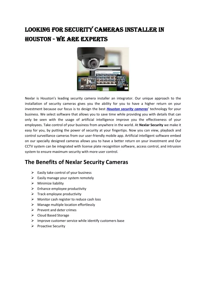 looking for security cameras installer in looking