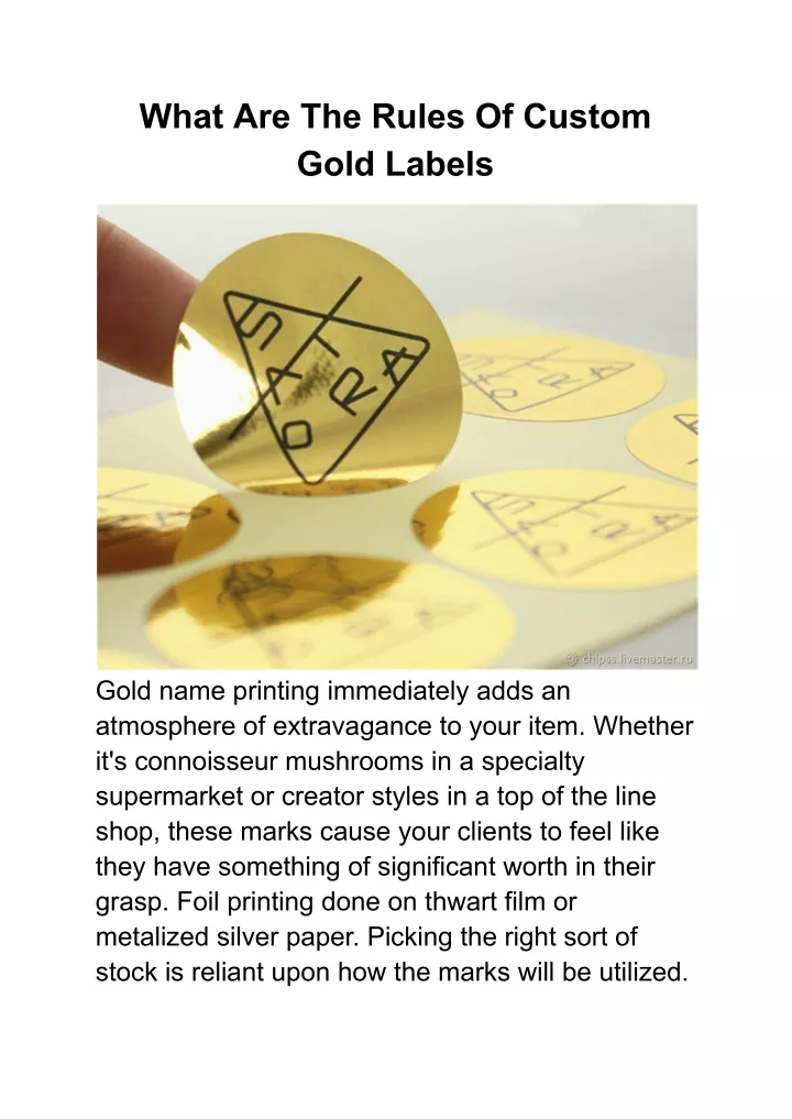 what are the rules of custom gold labels