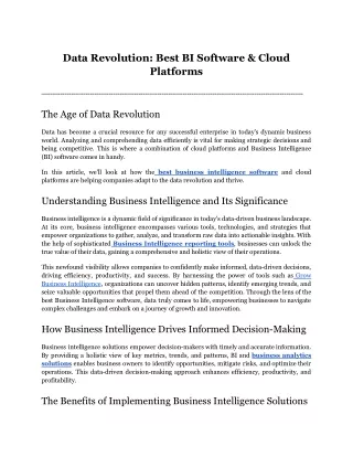 data revolution best bi software cloud platforms