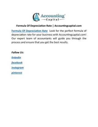 Formula Of Depreciation Rate | Accountingcapital.com