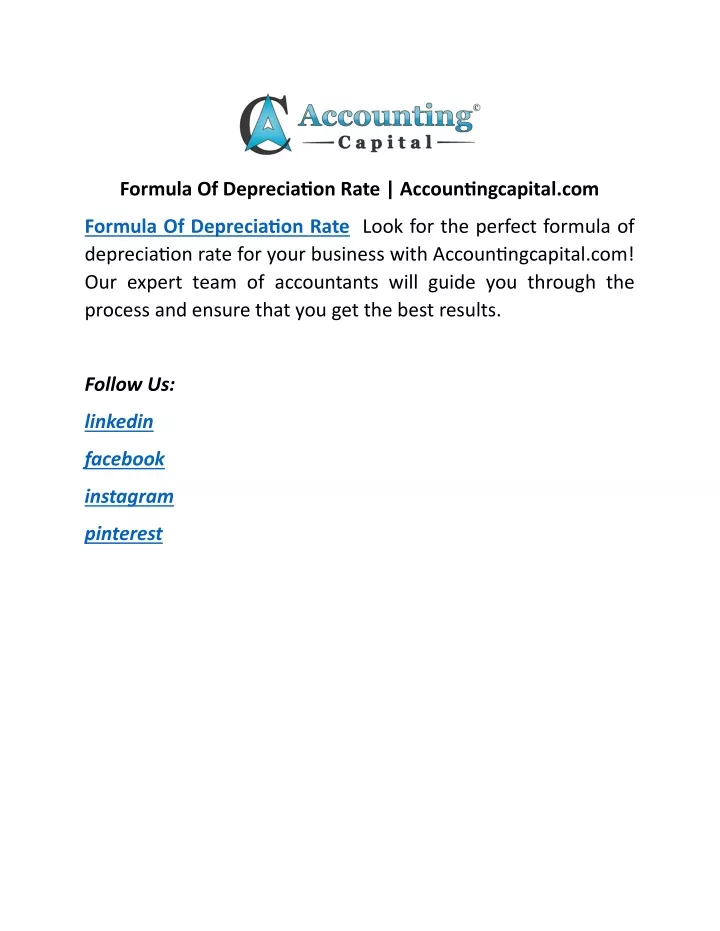 formula of depreciation rate accountingcapital com