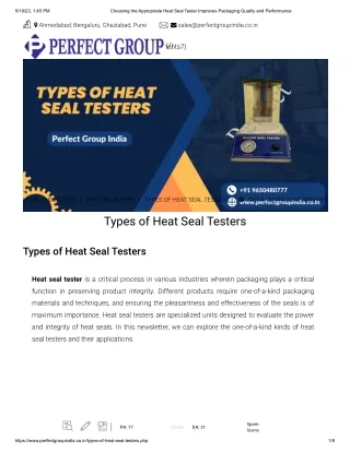 Heat Seal Tester | Perfectgroupindia