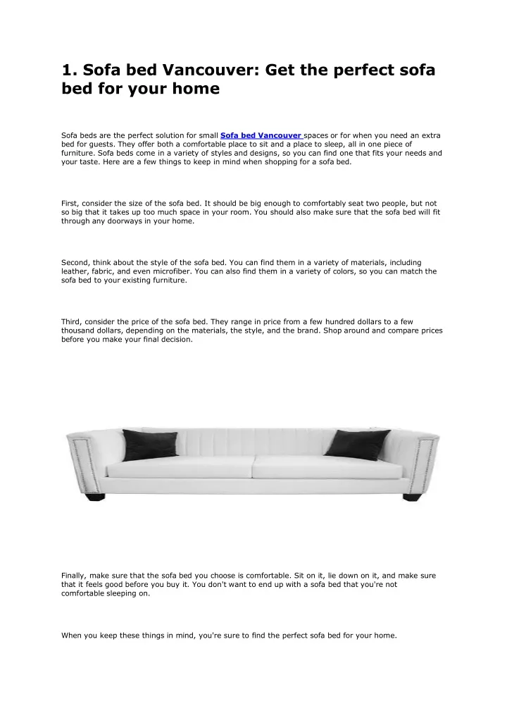 1 sofa bed vancouver get the perfect sofa