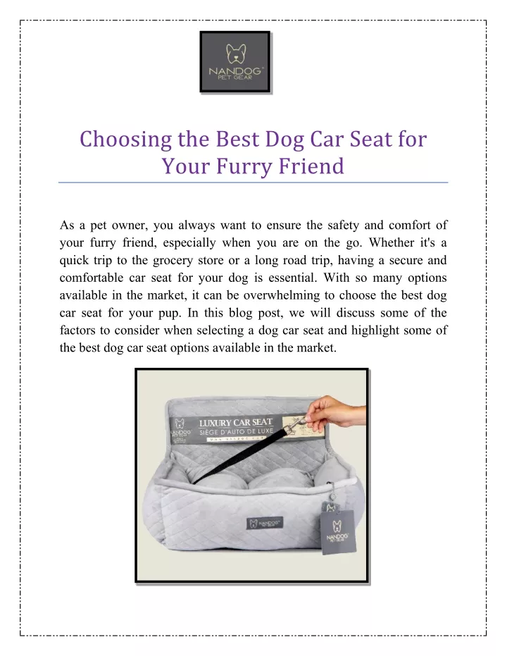 choosing the best dog car seat for your furry