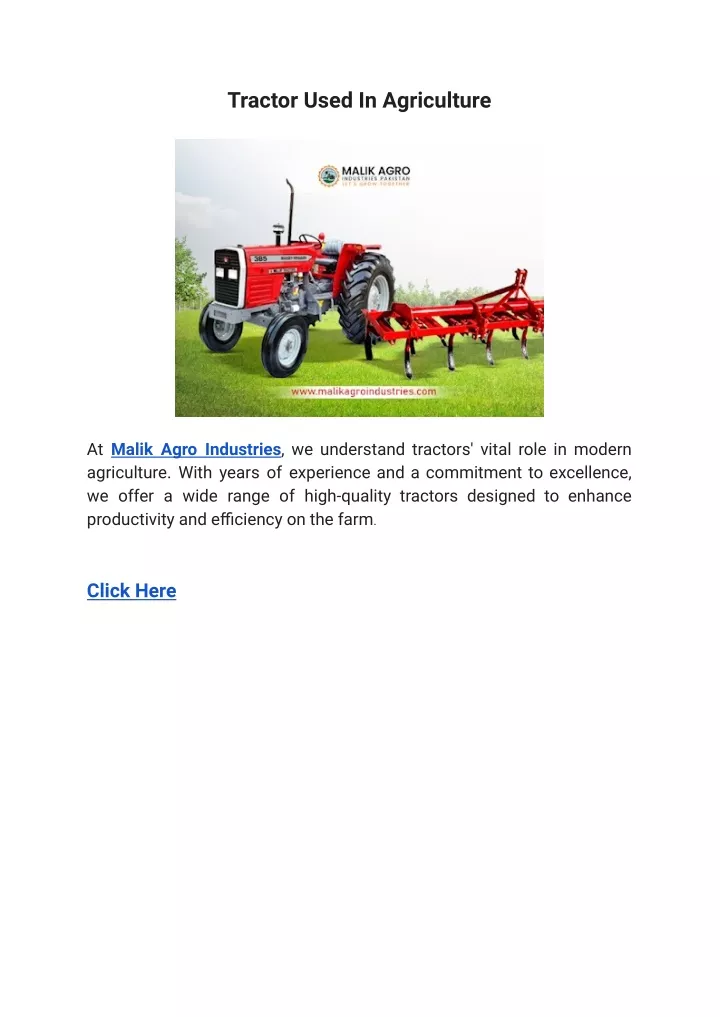 tractor used in agriculture