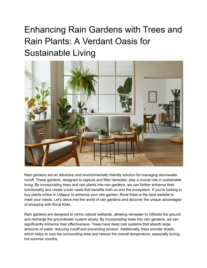 enhancing rain gardens with trees and rain plants
