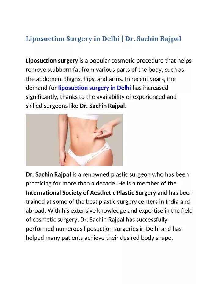 liposuction surgery in delhi dr sachin rajpal