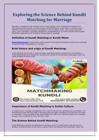 Exploring the Science Behind Kundli Matching for Marriage